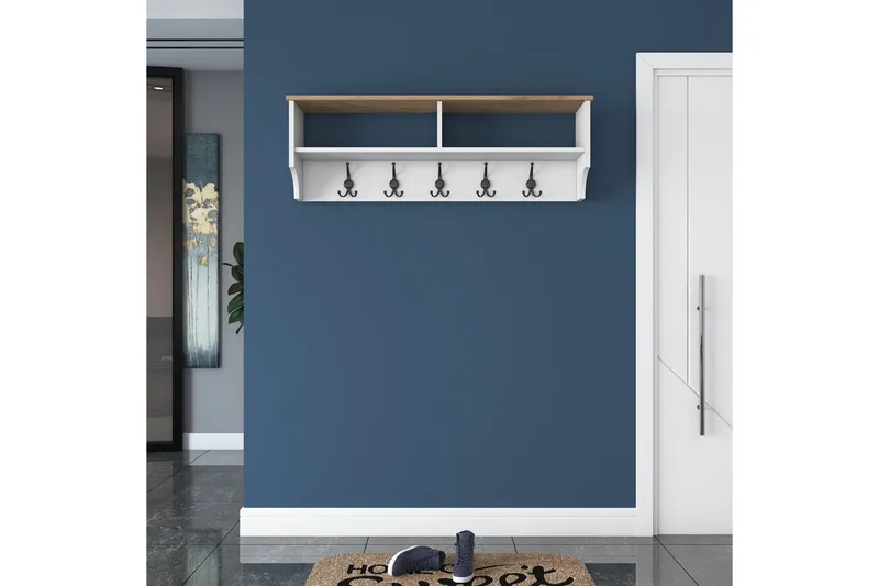 Caraway Hatt-hylle 120x22,2 cm Hvit/Brun - Hanah Home - Oppbevaring - Hylle - Hattehylle