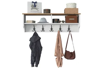 Caraway Hatt-hylle 120x22,2 cm Hvit/Brun - Hanah Home - Oppbevaring - Hylle - Hattehylle