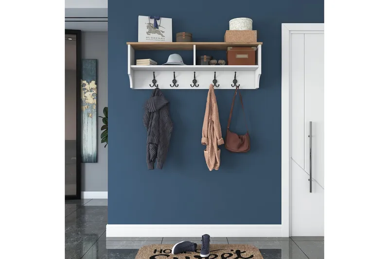 Caraway Hatt-hylle 120x22,2 cm Hvit/Brun - Hanah Home - Oppbevaring - Hylle - Hattehylle