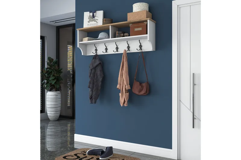 Caraway Hatt-hylle 120x22,2 cm Hvit/Brun - Hanah Home - Oppbevaring - Hylle - Hattehylle