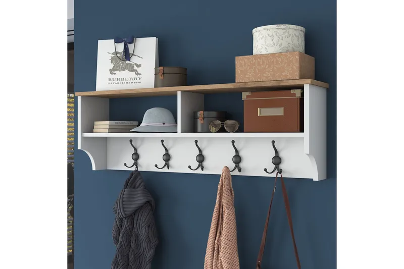 Caraway Hatt-hylle 120x22,2 cm Hvit/Brun - Hanah Home - Oppbevaring - Hylle - Hattehylle