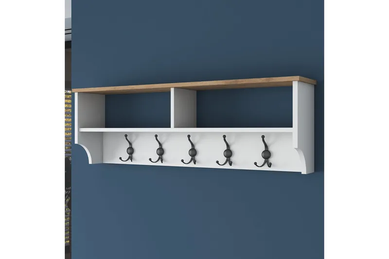 Caraway Hatt-hylle 120x22,2 cm Hvit/Brun - Hanah Home - Oppbevaring - Hylle - Hattehylle