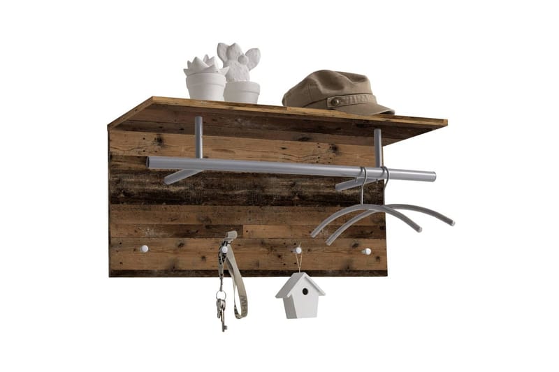 FMD Veggmontert knaggrekke 72x29,3x34,5cm gammel stil brun - - Entreoppbevaring - Hattehylle FMD Veggmontert knaggrekke 72x29,3x34,5cm gammel stil brun - - Entreoppbevaring - Hattehylle