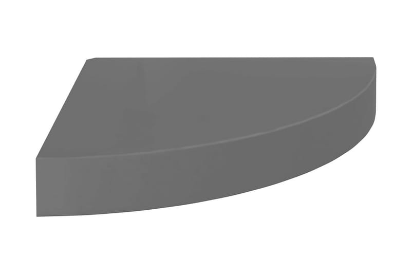 Flytende vegghylle høyglans grå 25x25x3,8 cm MDF - Grå - Hjørnehylle