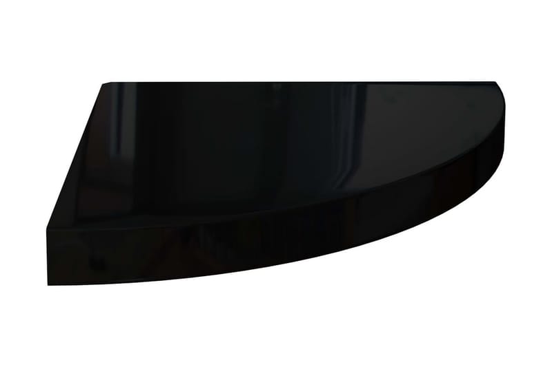 Flytende vegghylle høyglans svart 35x35x3,8 cm MDF - Svart - Hjørnehylle