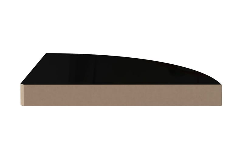 Flytende vegghylle høyglans svart 35x35x3,8 cm MDF - Svart - Hjørnehylle