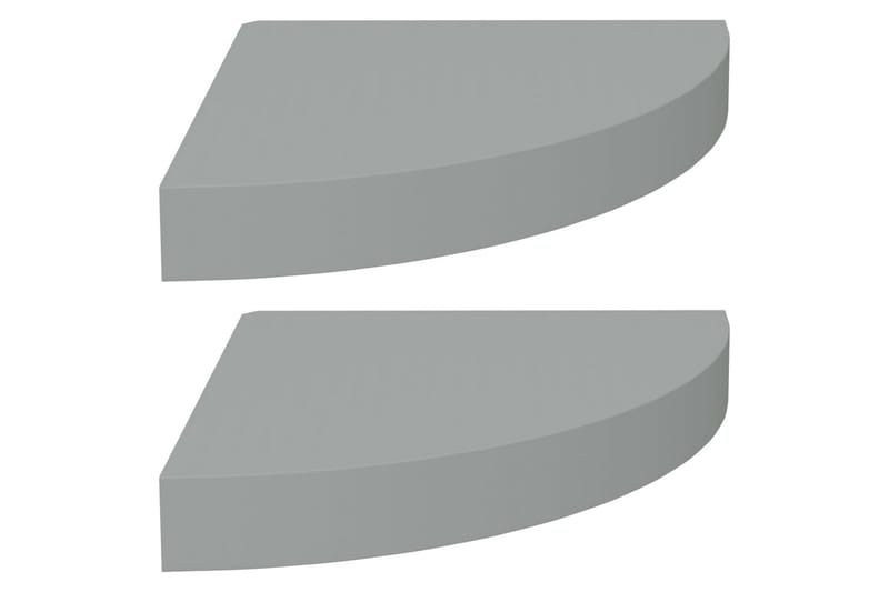 Flytende vegghyller 2 stk grå 25x25x3,8 cm MDF - Grå - Hjørnehylle