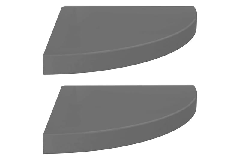 Flytende vegghyller 2 stk høyglans grå 35x35x3,8 cm MDF - Grå - Hjørnehylle
