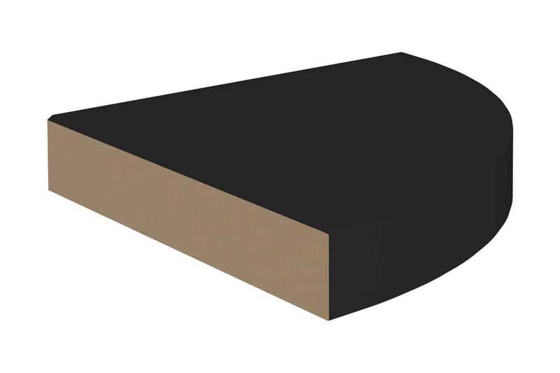 Flytende vegghyller 2 stk svart 25x25x3,8 cm MDF - Svart - Hjørnehylle