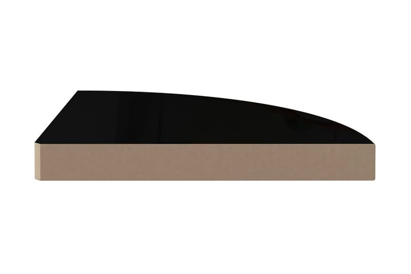 Flytende vegghyller 4 stk høyglans svart 35x35x3,8 cm MDF - Svart - Hjørnehylle