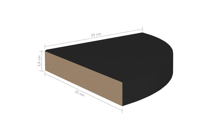 Flytende vegghyller 4 stk svart 25x25x3,8 cm MDF - Svart - Hjørnehylle