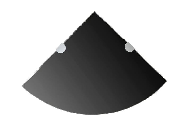 Hjørnehylle med kromstøtter svart glass 25x25 cm - Svart - Hjørnehylle