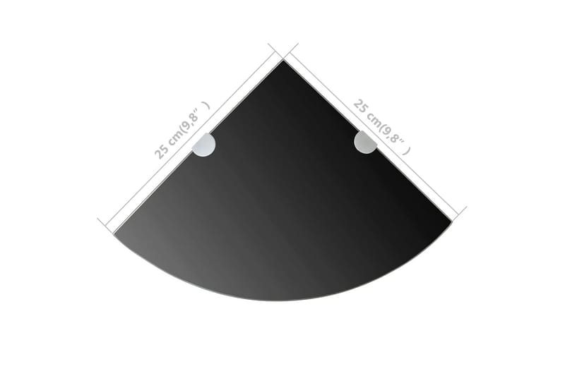 Hjørnehylle med kromstøtter svart glass 25x25 cm - Svart - Hjørnehylle