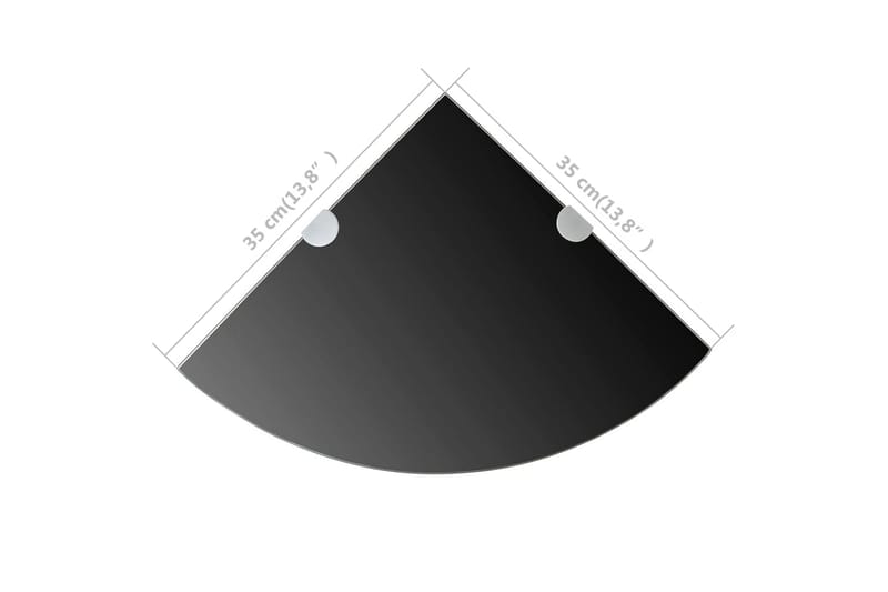 Hjørnehylle med kromstøtter svart glass 35x35 cm - Svart - Hjørnehylle