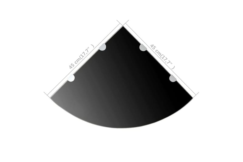 Hjørnehylle med kromstøtter svart glass 45x45 cm - Svart - Hjørnehylle
