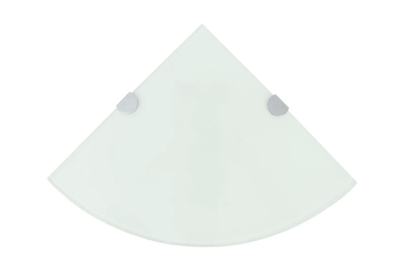 Hjørnehylle med kromstøtter hvitt glass 35x35 cm - Hvit - Hjørnehylle