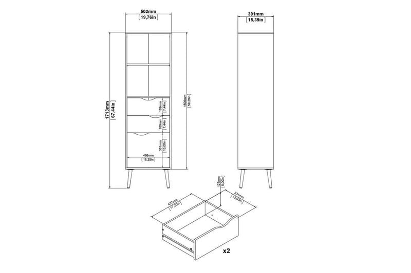 Hostafranc Bokhylle 50,2 cm - Hvit - Oppbevaring - Hylle - Bokhylle