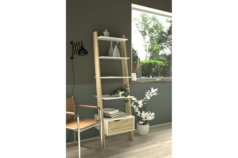 Hostafranc Bokhylle 55,1 cm i Eik - Hvit - Oppbevaring - Hylle - Bokhylle