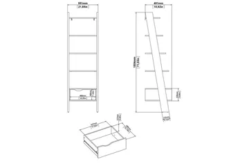 Hostafranc Bokhylle 55,1 cm i Eik - Hvit - Oppbevaring - Hylle - Bokhylle