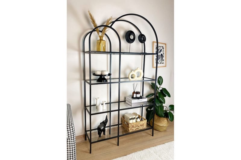 Hu Bokhylle 100 cm, Sort/Gjennomsiktig