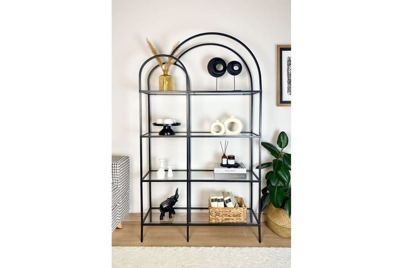 Hu Bokhylle 100 cm - Sort/Gjennomsiktig - Oppbevaring - Hylle - Bokhylle