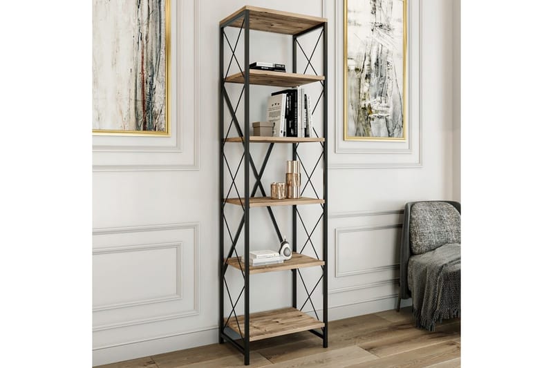Hyler NO_BRAND Bokhylle Suadiye Atlantic Pine / Svart Grey Colored Wood, Svart - Oppbevaring - Hylle - Bokhylle