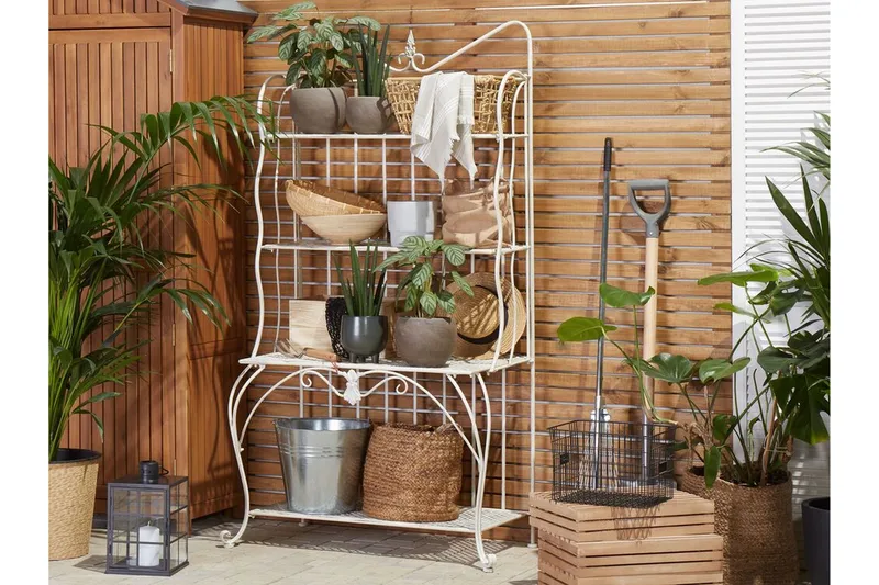 Plantehylle 4 hyller metall lyst beige PAVONA - Beige - Oppbevaring - Hylle - Hagehylle