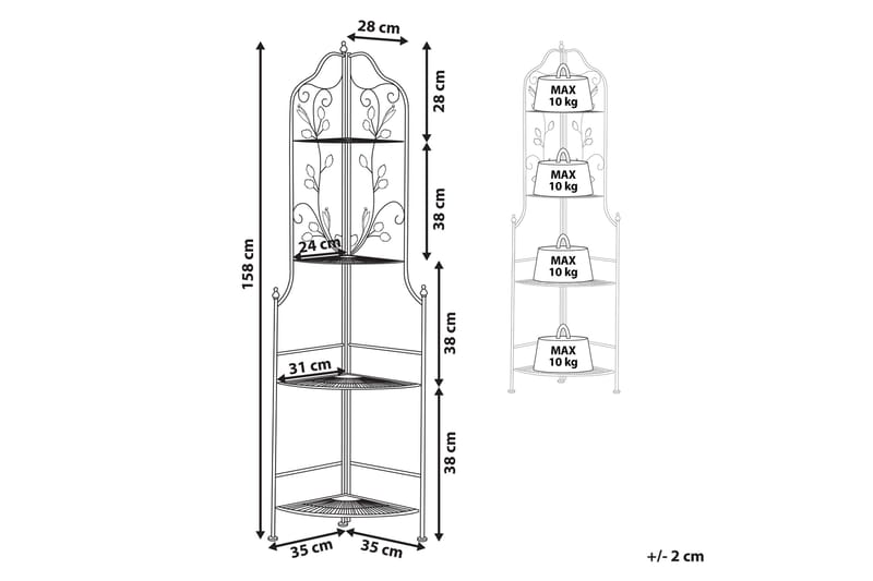 Ternengo Hjørnehylle 35x35 cm - Metall/Svart - Oppbevaring - Hylle - Hagehylle