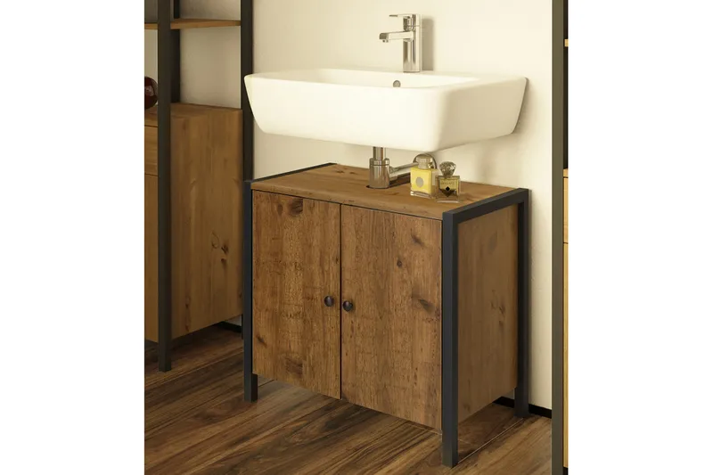 Brayden Tvättställ 60 cm - Brun/Svart - Oppbevaring - Oppbevaring til baderom - Servantskap & kommode