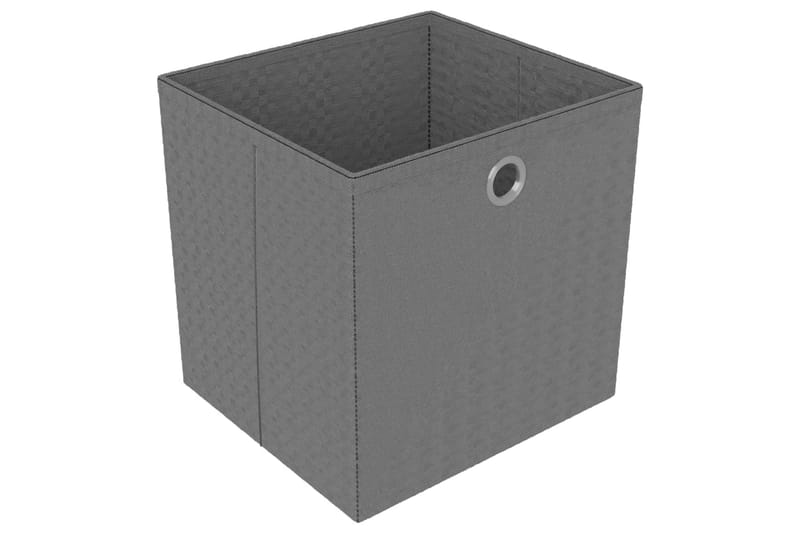 Displayhylle med 12 kuber og bokser grå 103x30x141 cm stoff - Grå - Hyllesystem