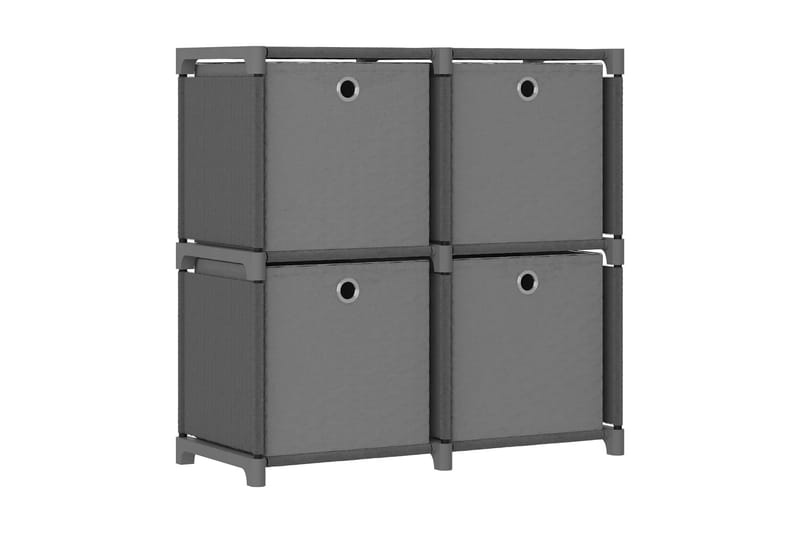 Displayhylle med 4 kuber og bokser grå 69x30x72,5 cm stoff - Grå - Hyllesystem