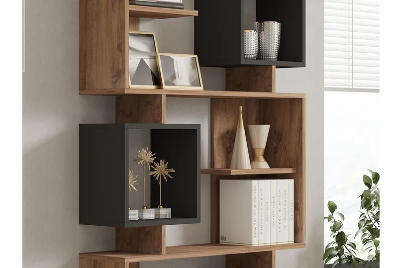 Icardi Bokhylle 90 cm - Brun/Antrasitt - Oppbevaring - Hylle - Bokhylle