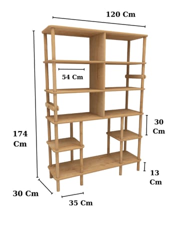 Icterina Bokhylle 120x174 cm - Eik - Oppbevaring - Hylle - Bokhylle