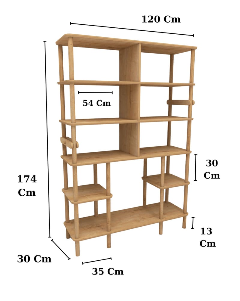 Icterina Bokhylle 120x174 cm - Eik - Oppbevaring - Hylle - Bokhylle
