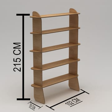 Ledina Bokhylle 150x160 cm - Naturlig tre - Oppbevaring - Hylle - Bokhylle