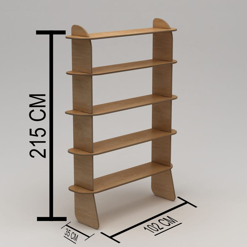 Ledina Bokhylle 150x160 cm - Naturlig tre - Oppbevaring - Hylle - Bokhylle