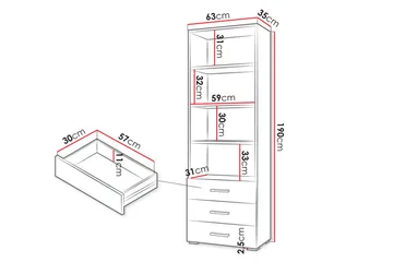 Lindesberg Bokhylle 63 cm - Hvit - Oppbevaring - Hylle - Bokhylle