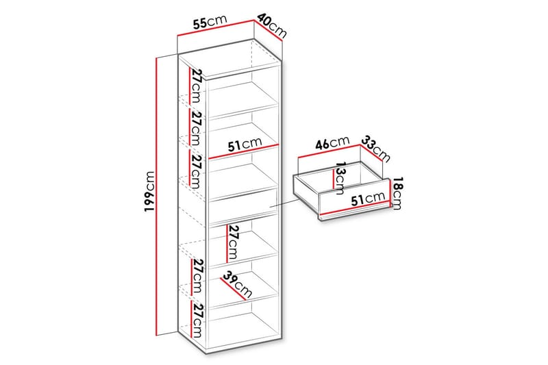 Metropolitan Bokhylle 55x40 cm - Brun/Hvit/Lysegrå/Sort - Oppbevaring - Hylle - Bokhylle