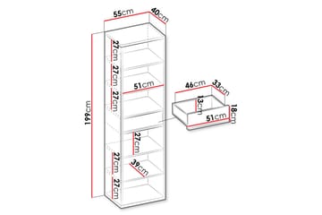 Metropolitan Bokhylle 55x40 cm - Brun/Hvit/Lysegrå/Sort - Oppbevaring - Hylle - Bokhylle