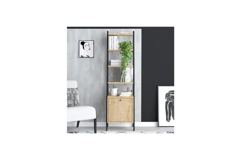 Monaia Bokhylle 44 cm - Eik/Sort - Oppbevaring - Hylle - Bokhylle