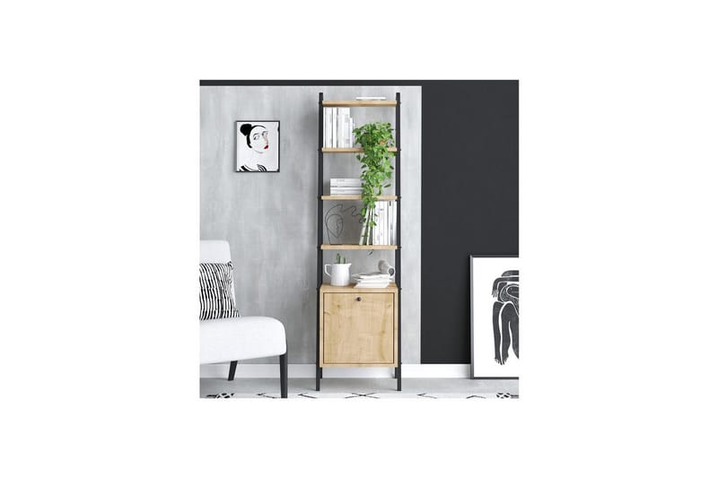 Monaia Bokhylle 44 cm - Eik/Sort - Oppbevaring - Hylle - Bokhylle