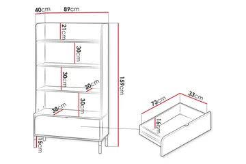 Monfort Bokhylle 89x40 cm - Beige - Oppbevaring - Hylle - Bokhylle