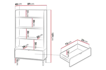Monfort Bokhylle 89x40 cm - Beige - Oppbevaring - Hylle - Bokhylle