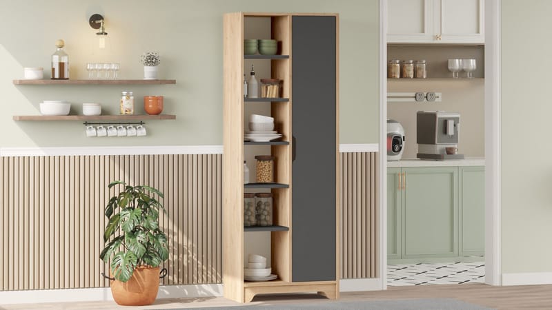 Multi Purpose Cabinet Homitis Eik antrasitt - Oppbevaring - Hylle - Bokhylle