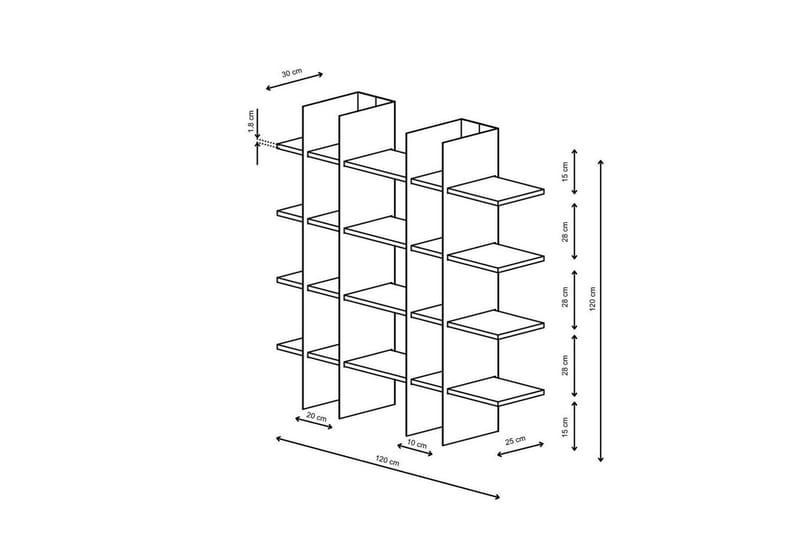 Nara Bokhylle 120 cm - Svart - Oppbevaring - Hylle - Bokhylle