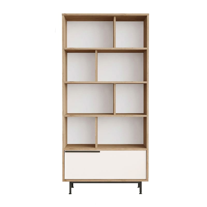 Nilena Bokhylle 83,9x175,6x29,5 cm, Eik og hvit