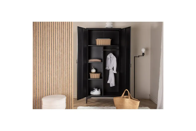 Garderobe Piring - Svart - Oppbevaring - Hylle - Oppbevaringshylle - Lagerhylle