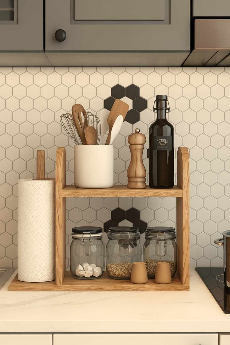 Kjøkkenhylle Hanah Home Peka Kitchen (45 x 36,8 x 17 cm) Furu - Furu - Oppbevaring - Hylle - Oppbevaringshylle - Krydderhylle & krydderstativ