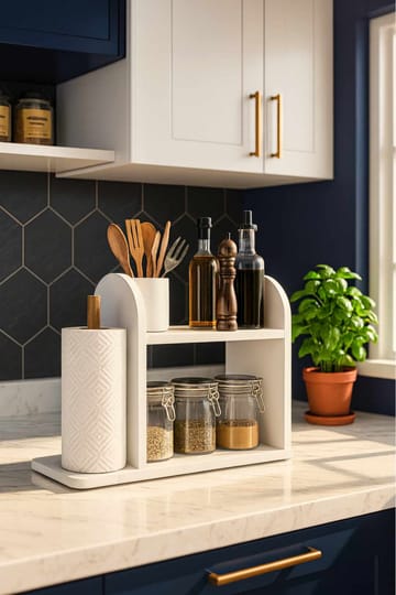 Kjøkkenhylle Hanah Home Peka Kitchen (45 x 36,8 x 17 cm) Hvit - Hvit - Oppbevaring - Hylle - Oppbevaringshylle - Krydderhylle & krydderstativ
