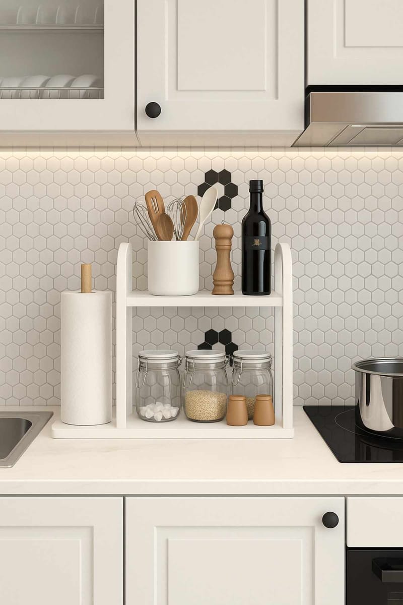 Kjøkkenhylle Hanah Home Peka Kitchen (45 x 36,8 x 17 cm) Hvit - Hvit - Oppbevaring - Hylle - Oppbevaringshylle - Krydderhylle & krydderstativ